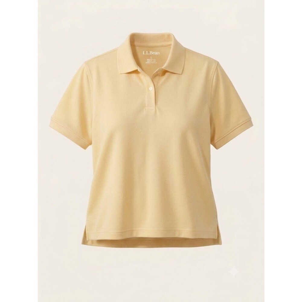 L.L. Bean Yellow Short Sleeve Classic Fit Polo Shirt Women's Sz L